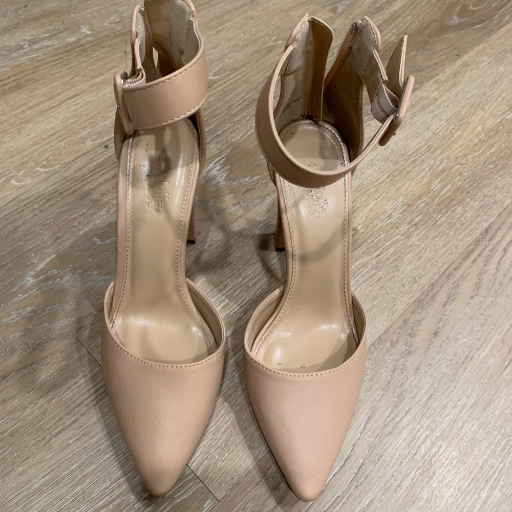 nude heels with strap